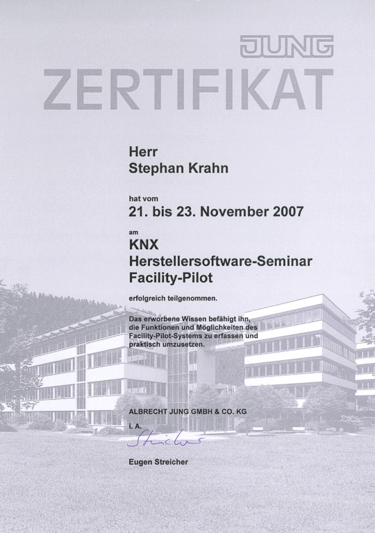 Elektro Giesler Wildetaube erstes EIB-Zertifikat